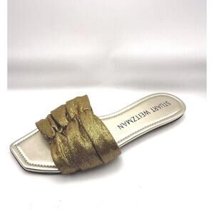 Stuart Weitzman Ruche Slide Women's Metallic Gold Slide Sandals 39 8.5